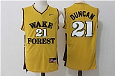 Tim Duncan Wake Forest Jerseys Stitched Wake Forest #21 Tim Duncan Black White NCAA College Basketball Yellow Jersey,baseball caps,new era cap wholesale,wholesale hats